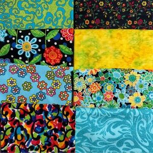 8 fat quarters Colorful Floral and Abstract quilt cotton Fabric Bundle #34
